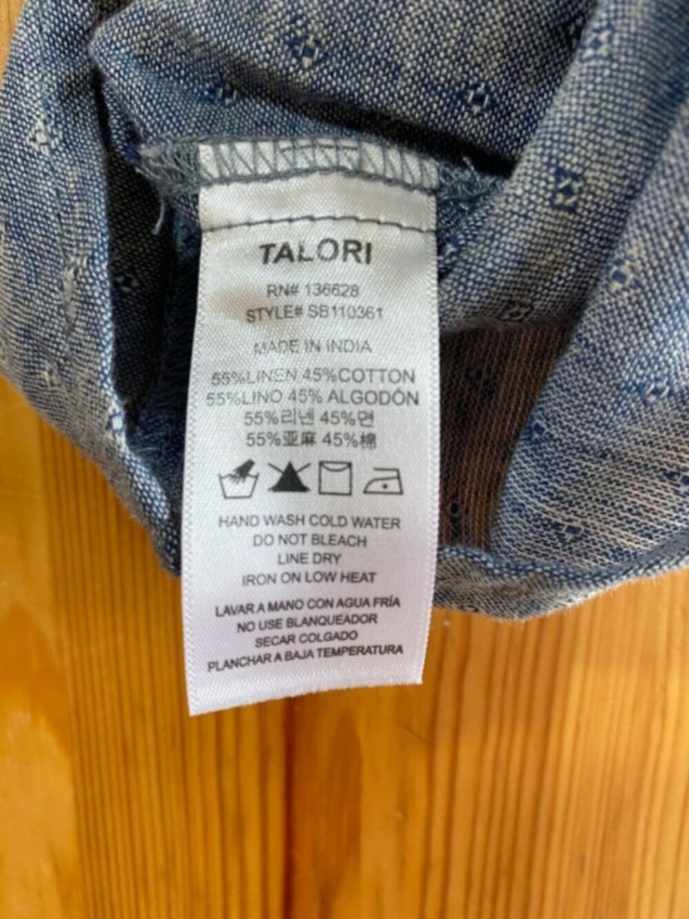Talori Linen Embroidered Bohemian Blouse in Blue Grey Size Small - Picture 7 of 7
